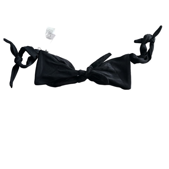 TOBI swim bikini top Black off the shoulder front knot tie size Medium NWT - Picture 5 of 12